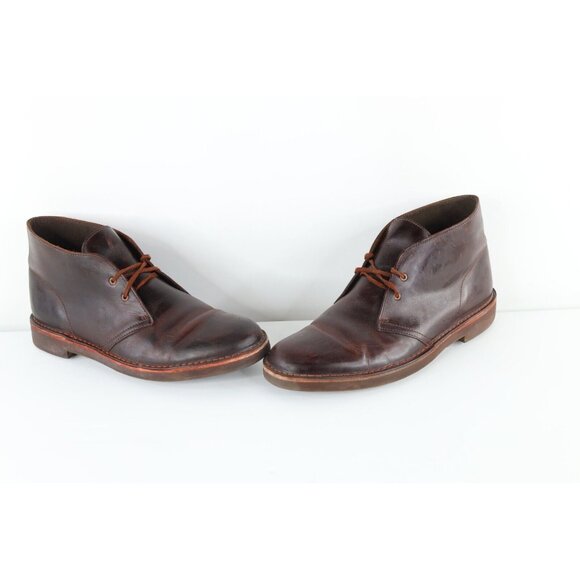Vintage Clarks Mens 11 M Distressed Leather Ankle Chukkas Chukka Boots Oxblood main image 11